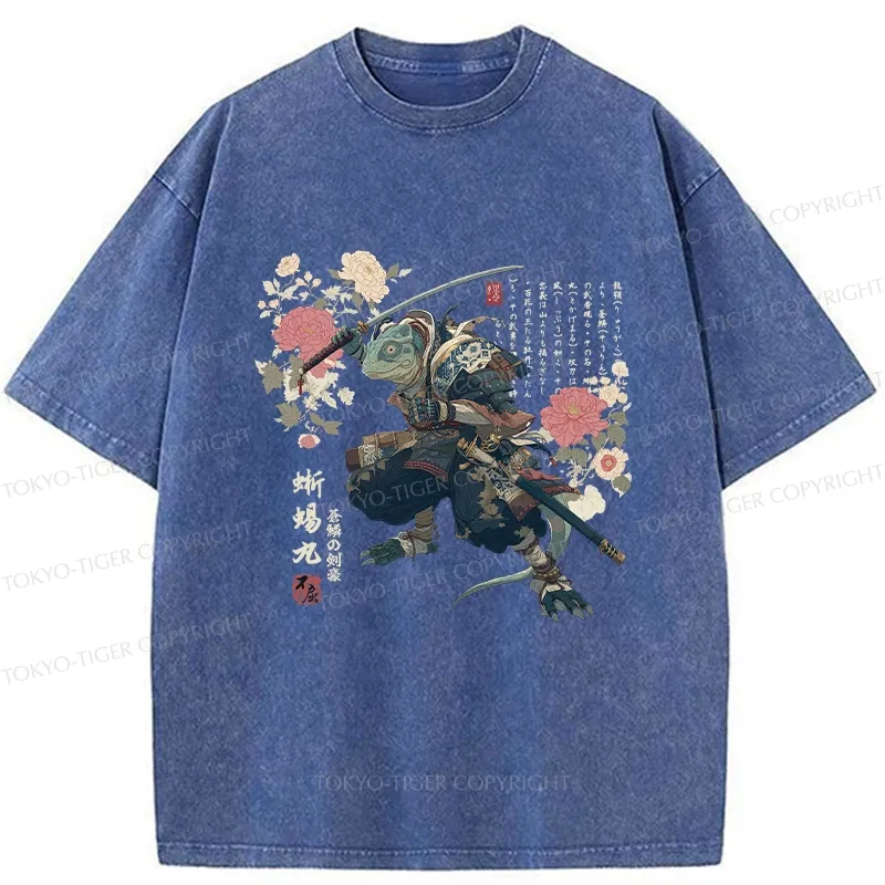 Tokyo-Tiger Lizard Samurai Washed T-Shirt