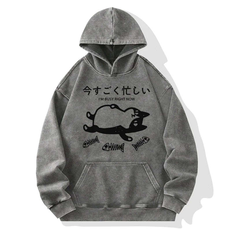 Tokyo-Tiger I'm Busy Right Now Washed Hoodie Sale