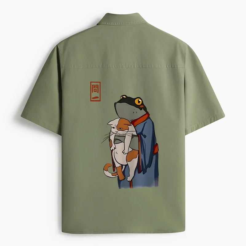 Tokyo-Tiger The Frog Holds The Cat Work Shirt