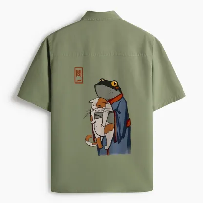 Tokyo-Tiger The Frog Holds The Cat Work Shirt