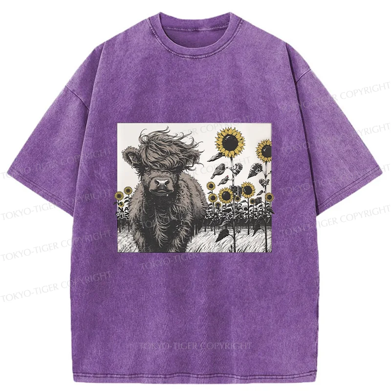 Tokyo-Tiger Cow In The Wind Washed T-Shirt