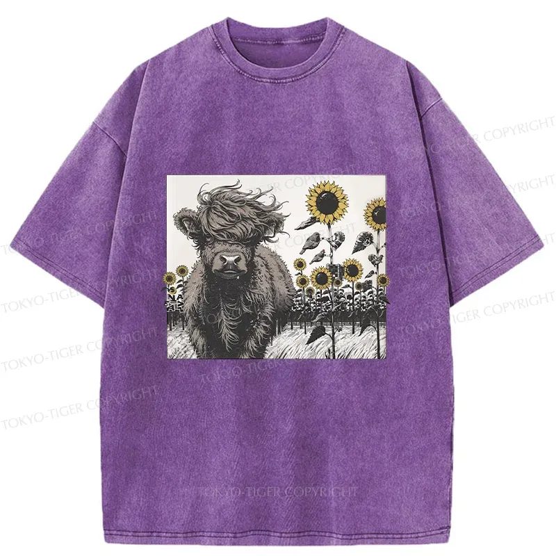 Tokyo-Tiger Cow In The Wind Washed T-Shirt