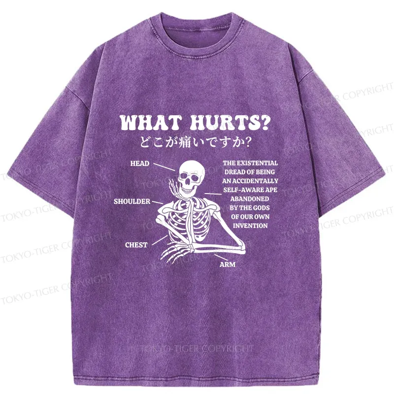 Tokyo-Tiger A Skeleton In Pain Washed T-Shirt