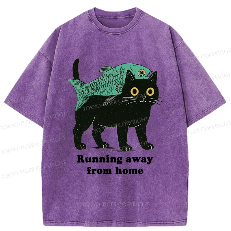 Tokyo-Tiger Runaway Cat Washed T-Shirt