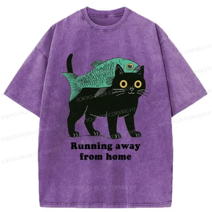 Tokyo-Tiger Runaway Cat Washed T-Shirt