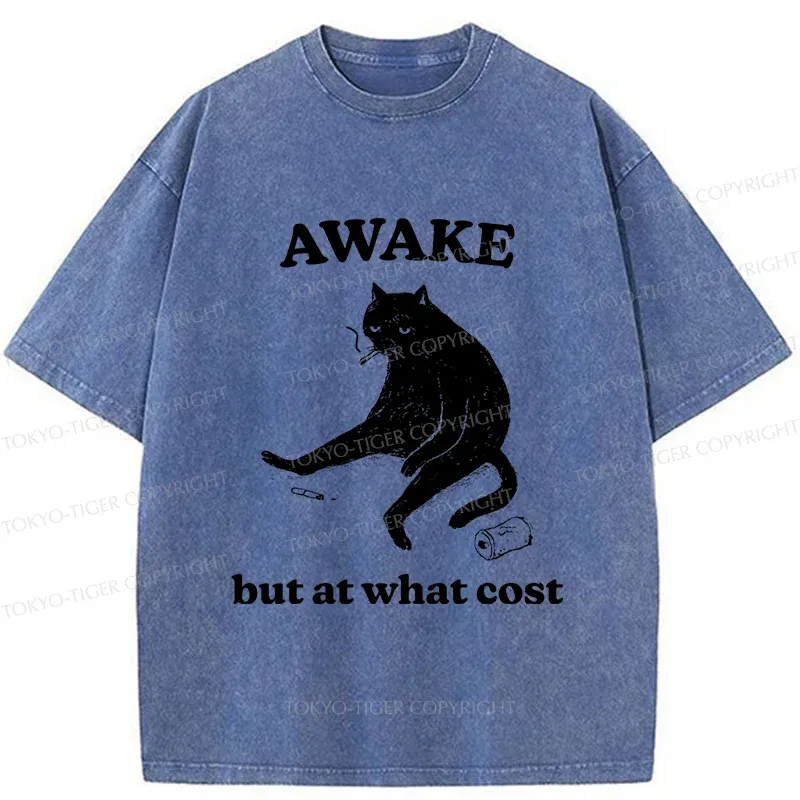 Tokyo-Tiger Decadent Smoking Cat Washed T-Shirt