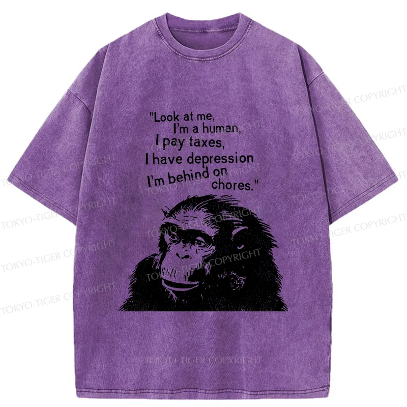 Tokyo-Tiger Stressed Monkey Washed T-Shirt