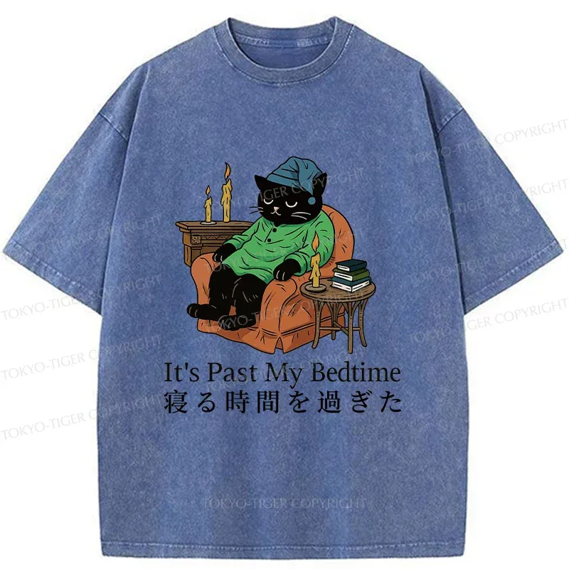 Tokyo-Tiger Cat That Goes To Bed Early Washed T-Shirt