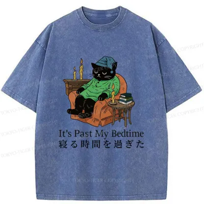 Tokyo-Tiger Cat That Goes To Bed Early Washed T-Shirt