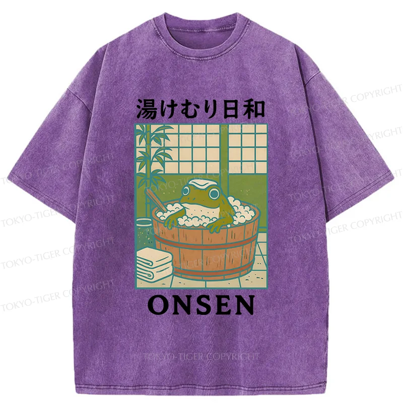 Tokyo-Tiger Frog Taking A Bath Japan Washed T-Shirt