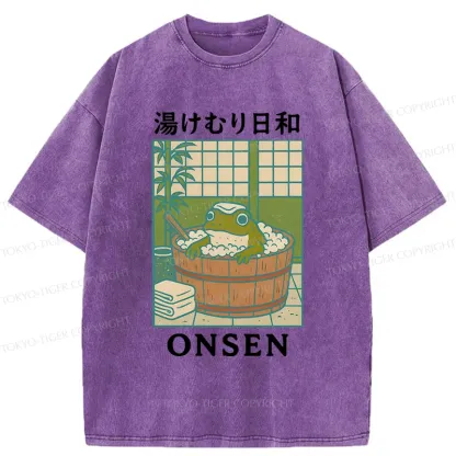 Tokyo-Tiger Frog Taking A Bath Japan Washed T-Shirt