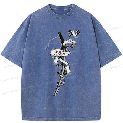 Tokyo-Tiger Samurai Sword Washed T-Shirt
