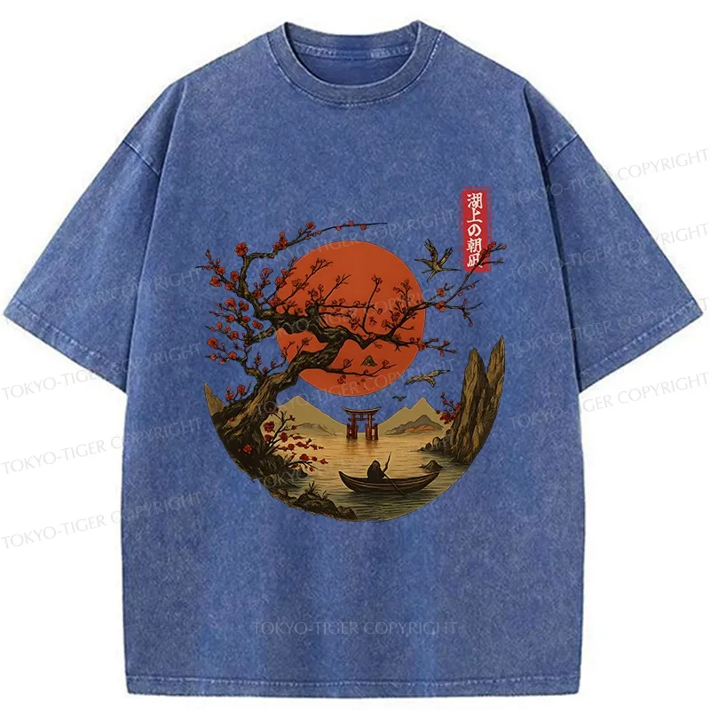 Tokyo-Tiger Japanese Tranquil Scenery Washed T-Shirt