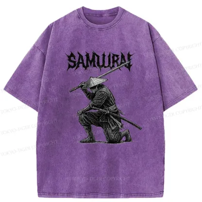Tokyo-Tiger Retro Samurai Washed T-Shirt