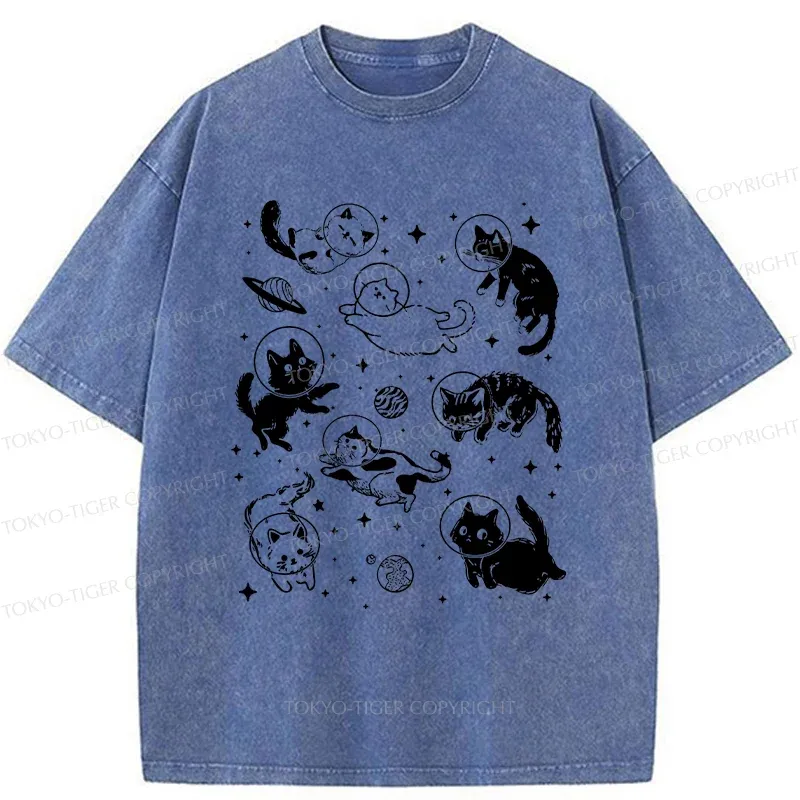 Tokyo-Tiger Space Cat Washed T-Shirt