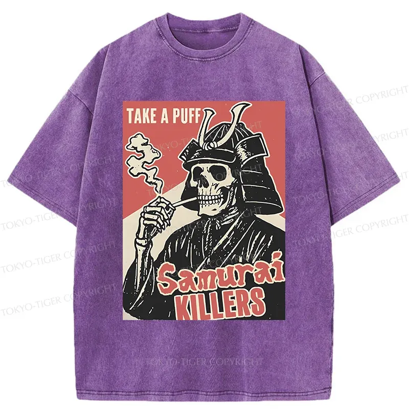 Tokyo-Tiger Smoking Samurai Washed T-Shirt