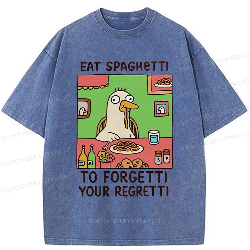 Tokyo-Tiger Stupid Goose Eating Pasta Washed T-Shirt