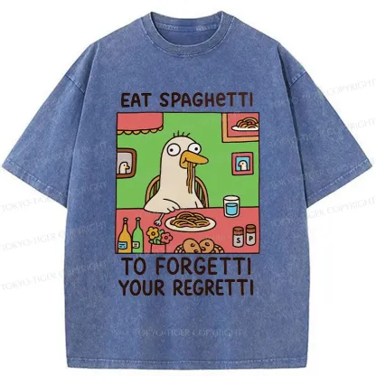 Tokyo-Tiger Stupid Goose Eating Pasta Washed T-Shirt