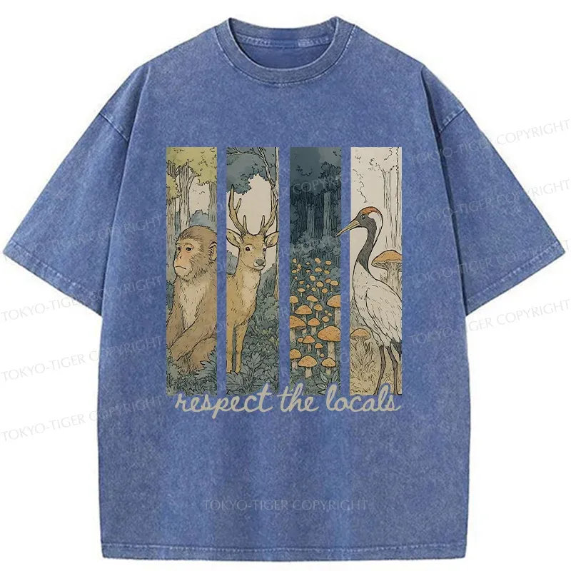 Tokyo-Tiger Japanese Local Animals And Plants Washed T-Shirt