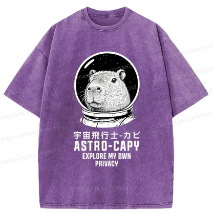 Tokyo-Tiger Astronaut Capybara Washed T-Shirt