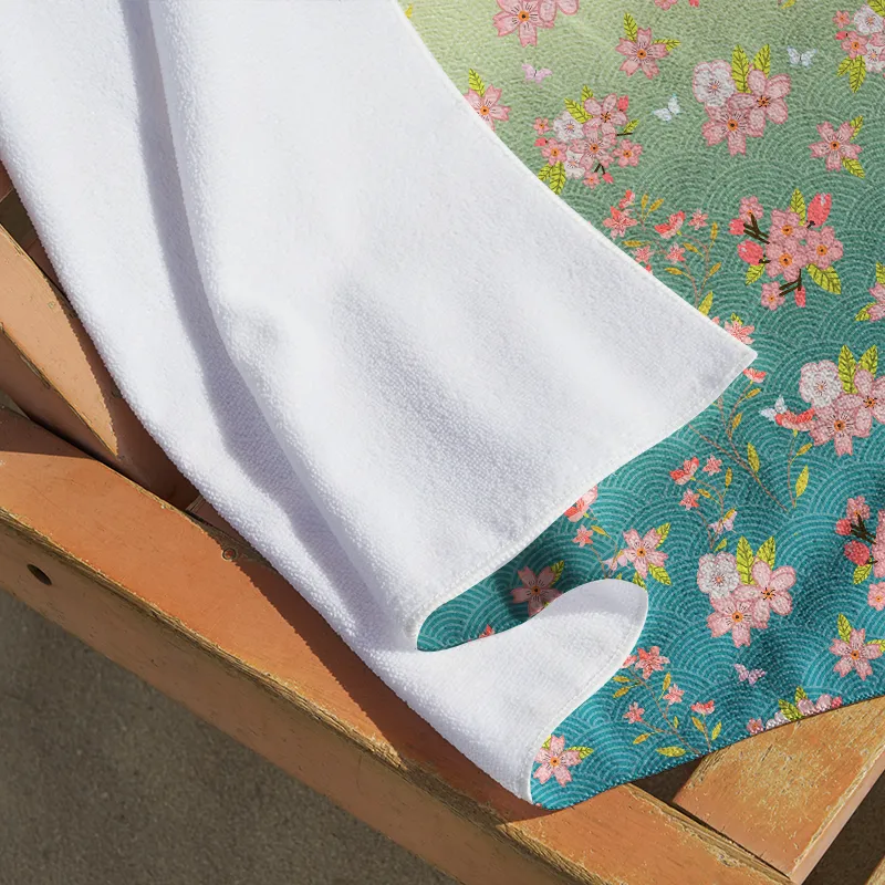 Tokyo-Tiger Sakura Blossom Waves Beach Towel