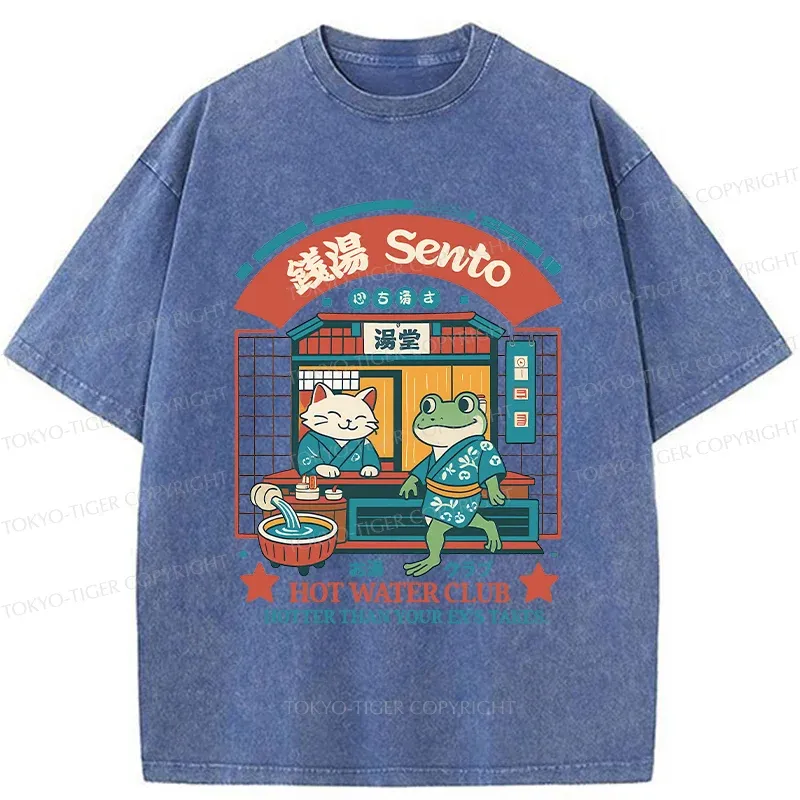 Tokyo-Tiger Animal Hot Spring Shop Washed T-Shirt