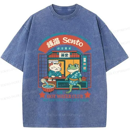 Tokyo-Tiger Animal Hot Spring Shop Washed T-Shirt