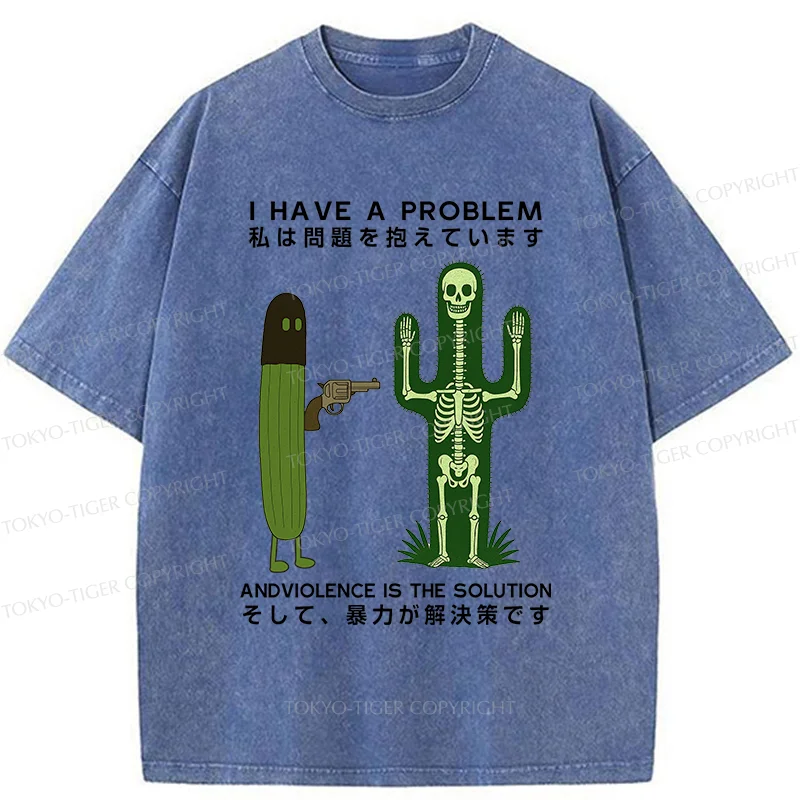 Tokyo-Tiger Cactus Attack Washed T-Shirt