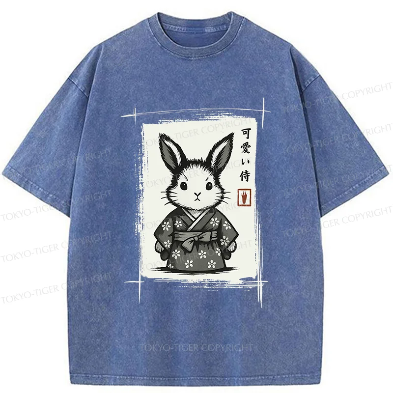 Tokyo-Tiger Woodcut Bunny Washed T-Shirt