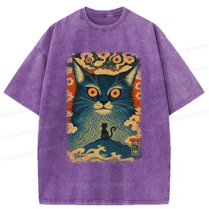 Tokyo-Tiger Eye Of The Soul-cat Washed T-Shirt