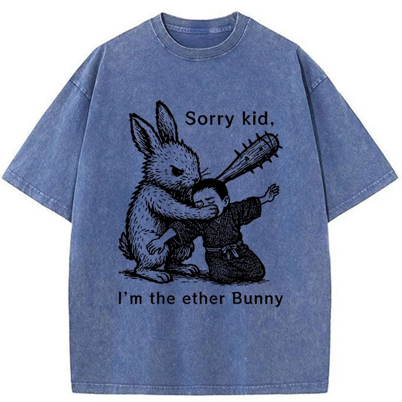 Tokyo-Tiger Bad Rabbit Funny Washed T-Shirt