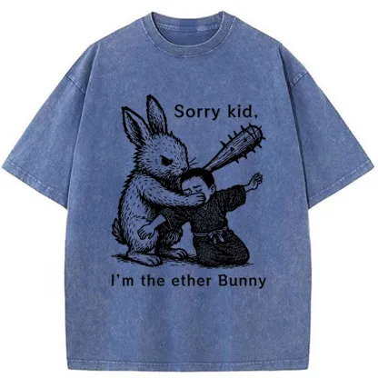 Tokyo-Tiger Bad Rabbit Funny Washed T-Shirt