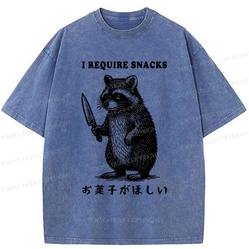 Tokyo-Tiger Raccoon Needs Candy Washed T-Shirt