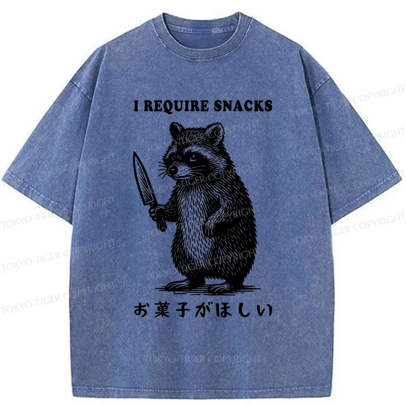 Tokyo-Tiger Raccoon Needs Candy Washed T-Shirt