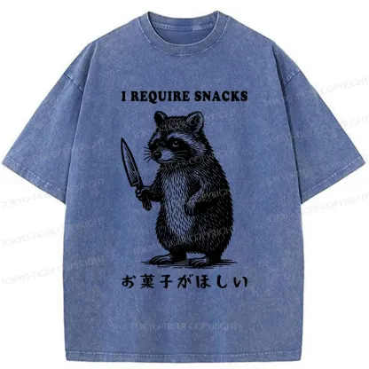 Tokyo-Tiger Raccoon Needs Candy Washed T-Shirt