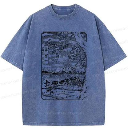 Tokyo-Tiger Retro Sakura Tree Washed T-Shirt