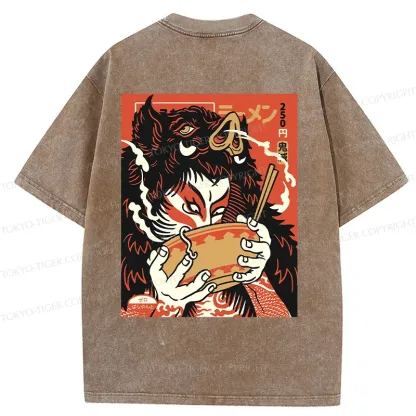 Tokyo-Tiger Savage Eating Back Washed T-Shirt