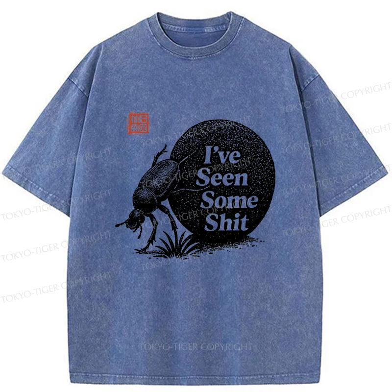 Tokyo-Tiger Funny Dung Beetle Washed T-Shirt