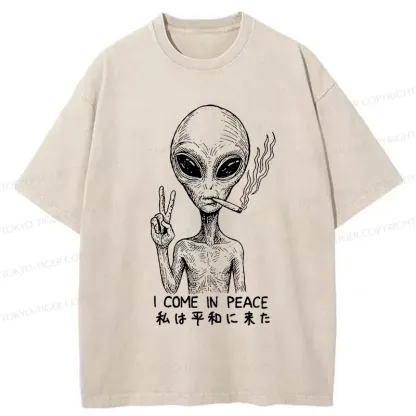 Tokyo-Tiger Aliens Come In Peace Washed T-Shirt