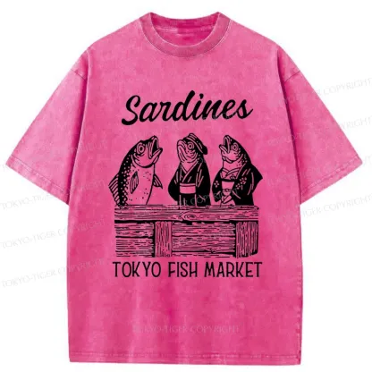 Tokyo-Tiger Sardine Merchant Washed T-Shirt