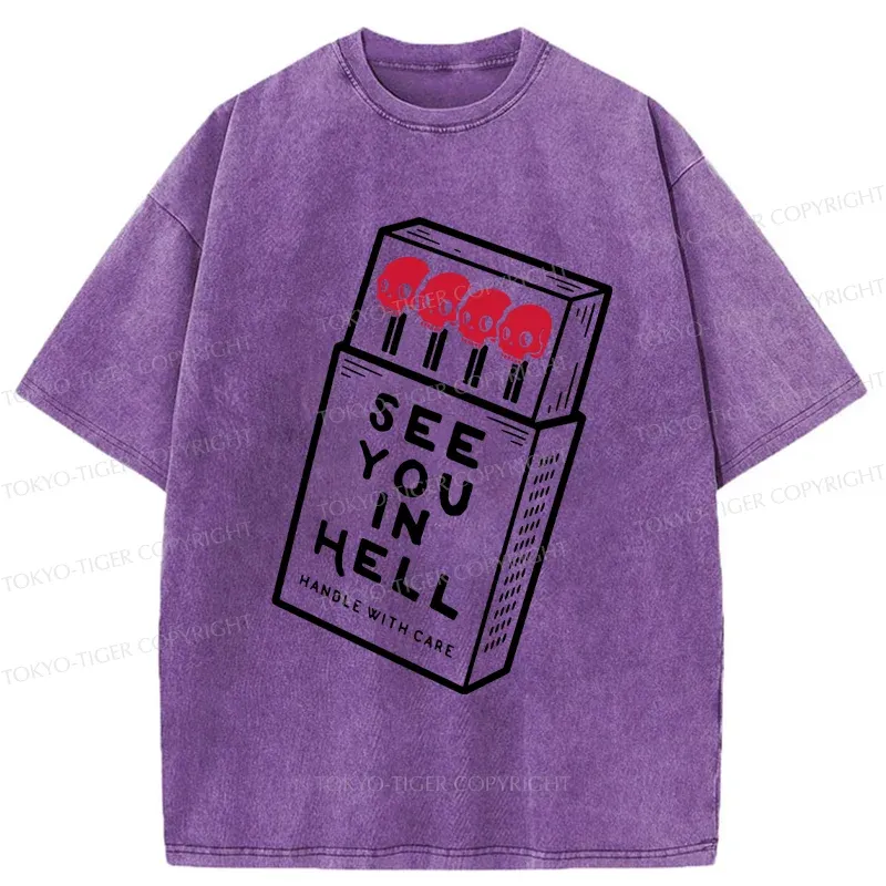 Tokyo-Tiger Skull In A Matchbox Washed T-Shirt