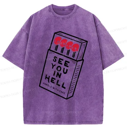 Tokyo-Tiger Skull In A Matchbox Washed T-Shirt