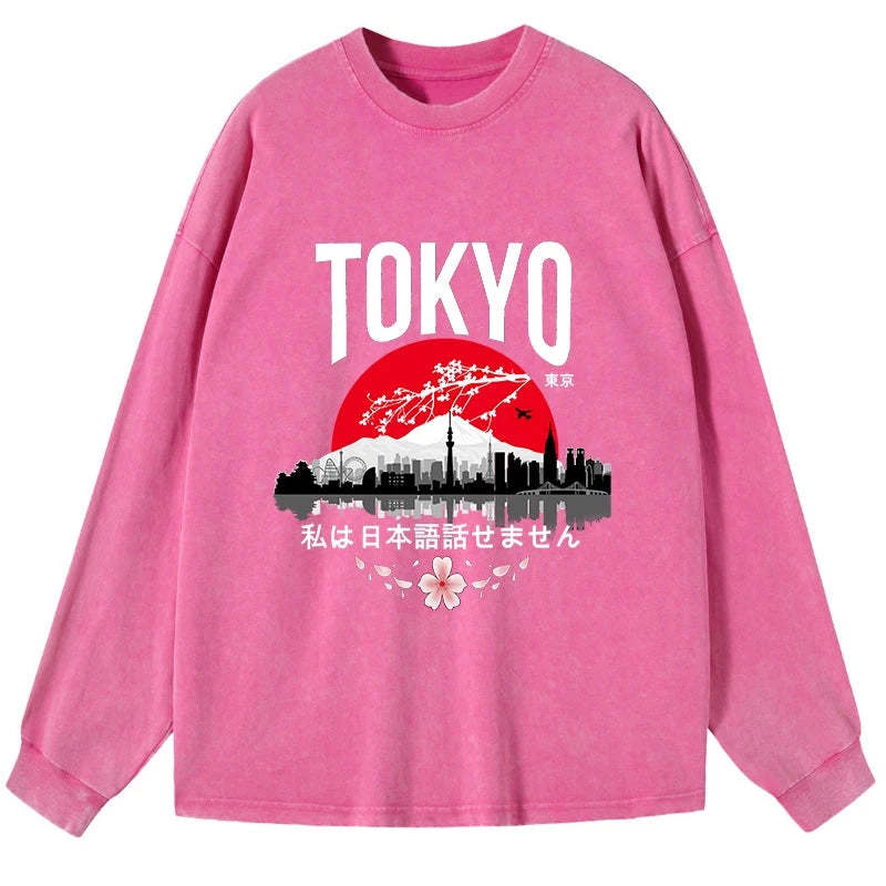 Tokyo-Tiger I don’t speak Japanese Washed Long Sleeve T-Shirt Sale