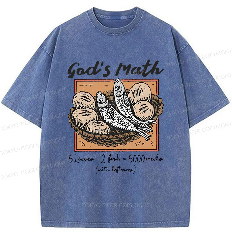 Tokyo-Tiger Five Loaves And Two Fishes Washed T-Shirt