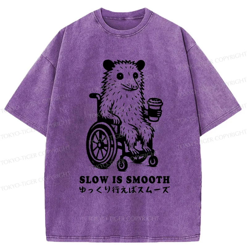Tokyo-Tiger Possum In A Wheelchair Washed T-Shirt