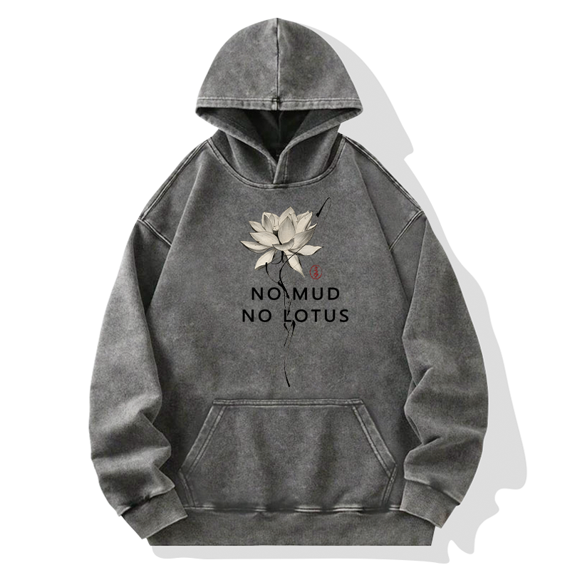 Tokyo-Tiger Japanese Zen Lotus Washed Hoodie