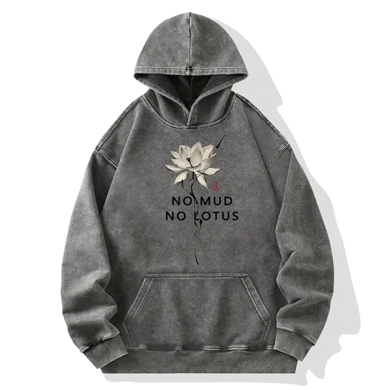 Tokyo-Tiger Japanese Zen Lotus Washed Hoodie