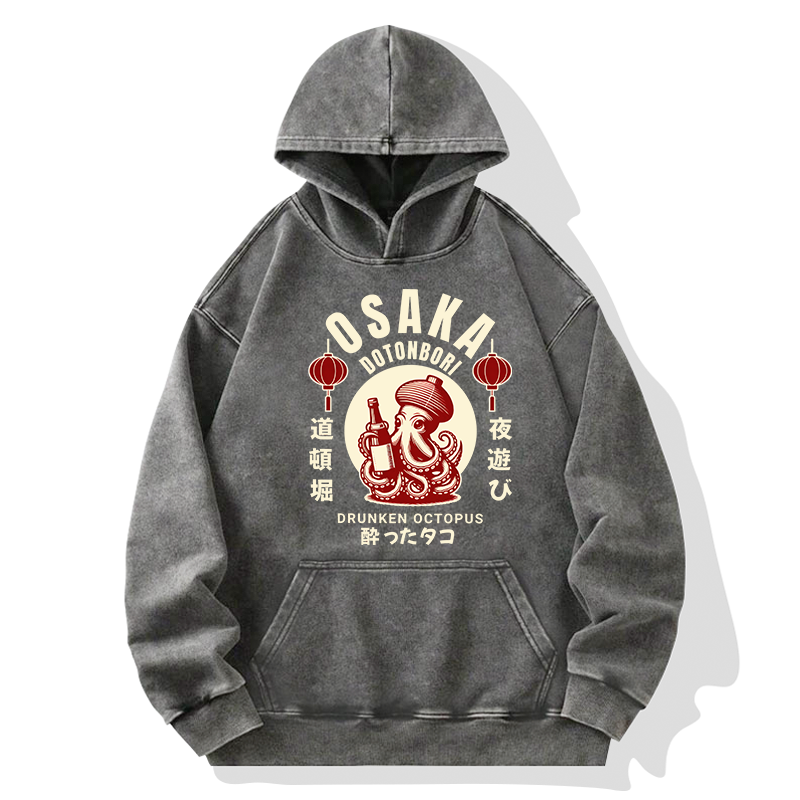Tokyo-Tiger Retro Osaka Octopus Washed Hoodie