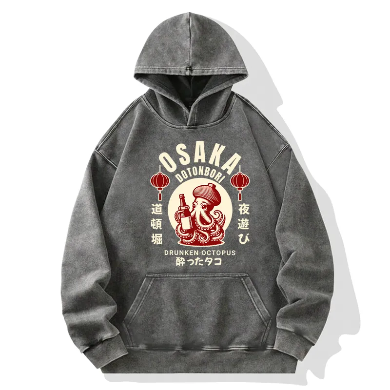 Tokyo-Tiger Retro Osaka Octopus Washed Hoodie