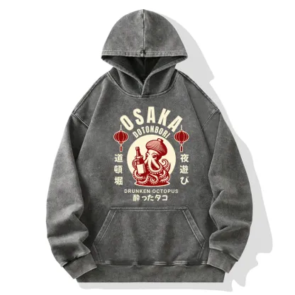 Tokyo-Tiger Retro Osaka Octopus Washed Hoodie